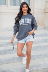 New York Athletic Club Charcoal Corded Graphic Sweatshirt