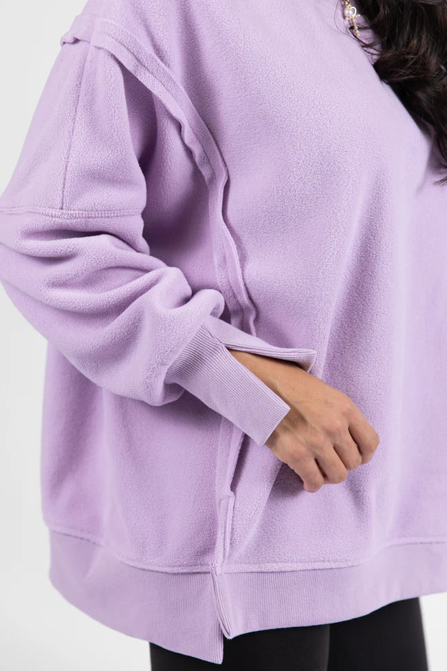 Scouted Out Purple Oversized Fleece Sweatshirt