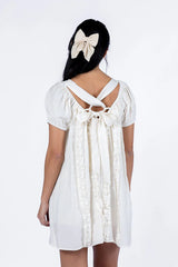 Tell Them About Me Ivory Ruffle Front A-Line Romper Dress