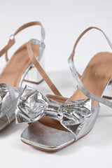 Drew Silver Bow Heels