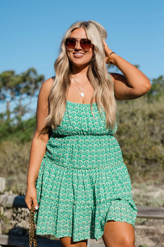 As Free As The Ocean Green Printed Babydoll Dress FINAL SALE