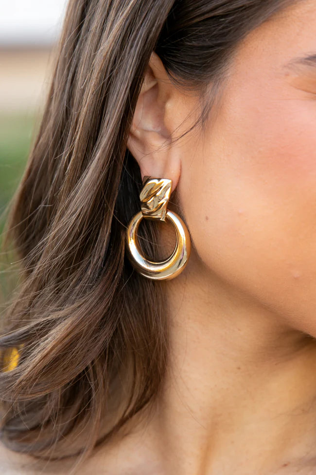 Post Circle Gold Hoop Earrings