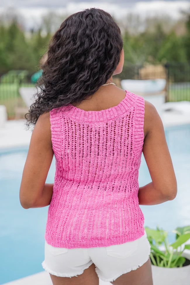 French Market Pink High Neck Sweater Tank SALE