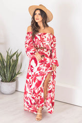 Passport To Paradise Pink/White Printed Maxi Skirt FINAL SALE