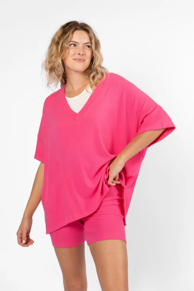 Love Me So Heather Hot Pink Ribbed Knit Set