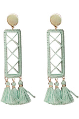 Confident Energy Mint Rectangle Fringe Earrings FINAL SALE