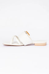 Blaine White Buckle Sandals