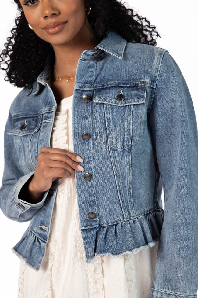 Denim Dreams Light Wash Peplum Detail Denim Jacket