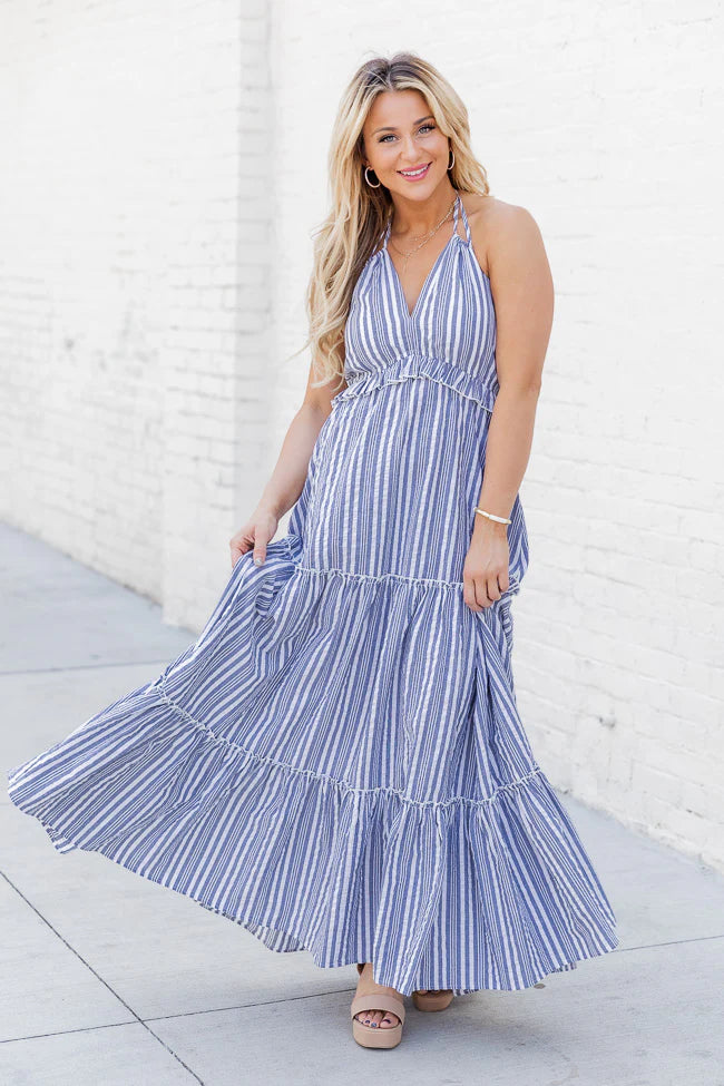 All I Want Is You Blue Striped Maxi Dress FINAL SALE