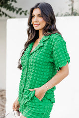 A Dream Life Kelly Green Bubble Collared T-shirt and Shorts Set FINAL SALE