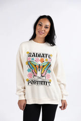 Radiate Positivity Cream Oversized Graphic Sweatshirt