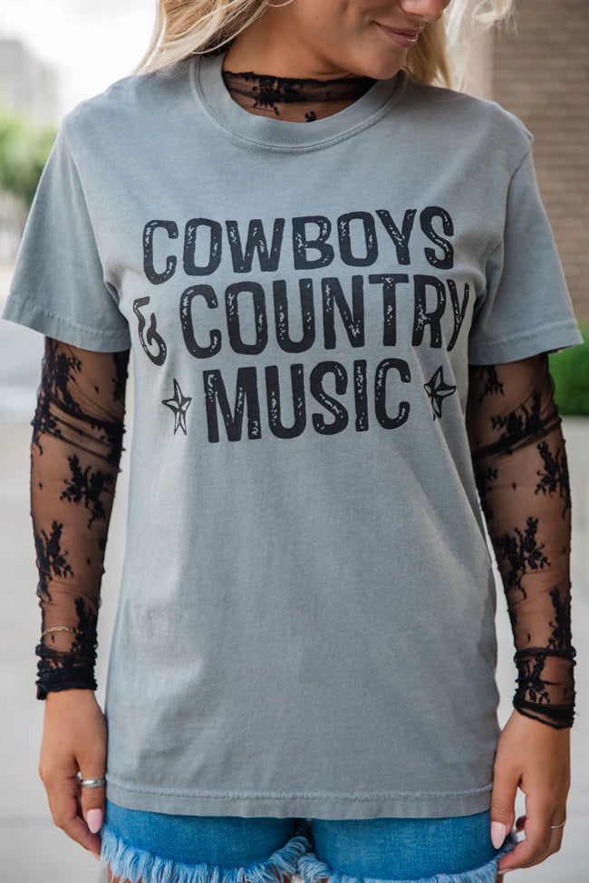 Cowboys and Country Music Grey Comfort Colors Graphic Tee