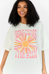 Here Comes The Sun Burst Off White Hyfve Oversized Graphic Tee