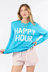 Happy Hour Blue Oversized Sweater