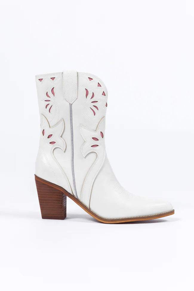 Dallas White Pointed Toe Booties