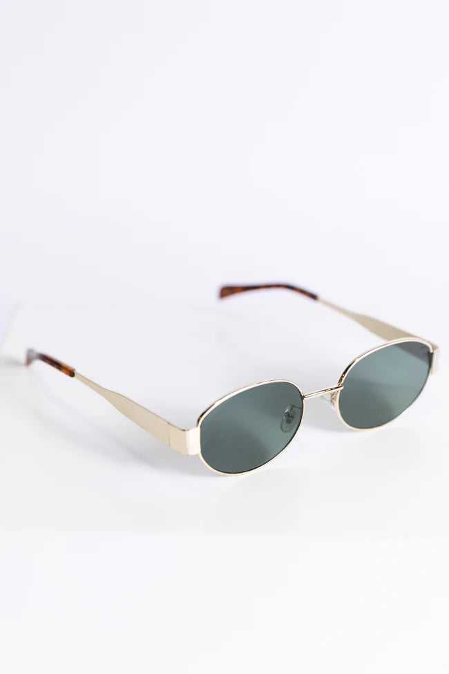 Gold Oval Wire Framed Sunglasses