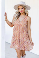 Rumor Going Around Taupe Pattern Mini Dress FINAL SALE