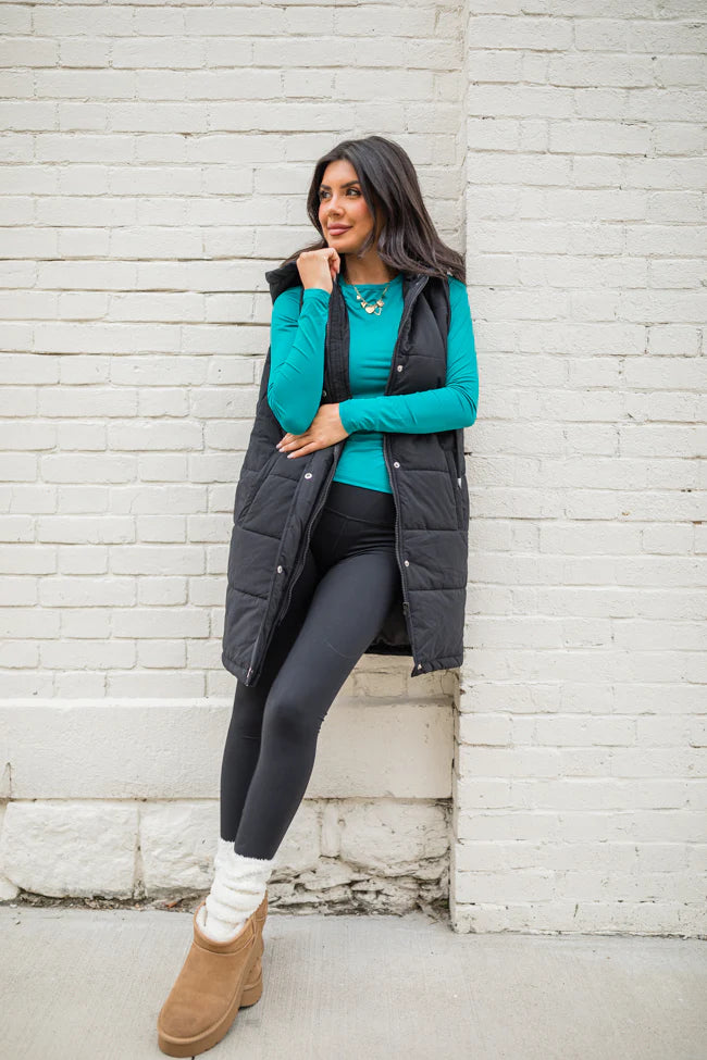 A Lovely Life Teal Fitted Long Sleeve Layering Tee FINAL SALE