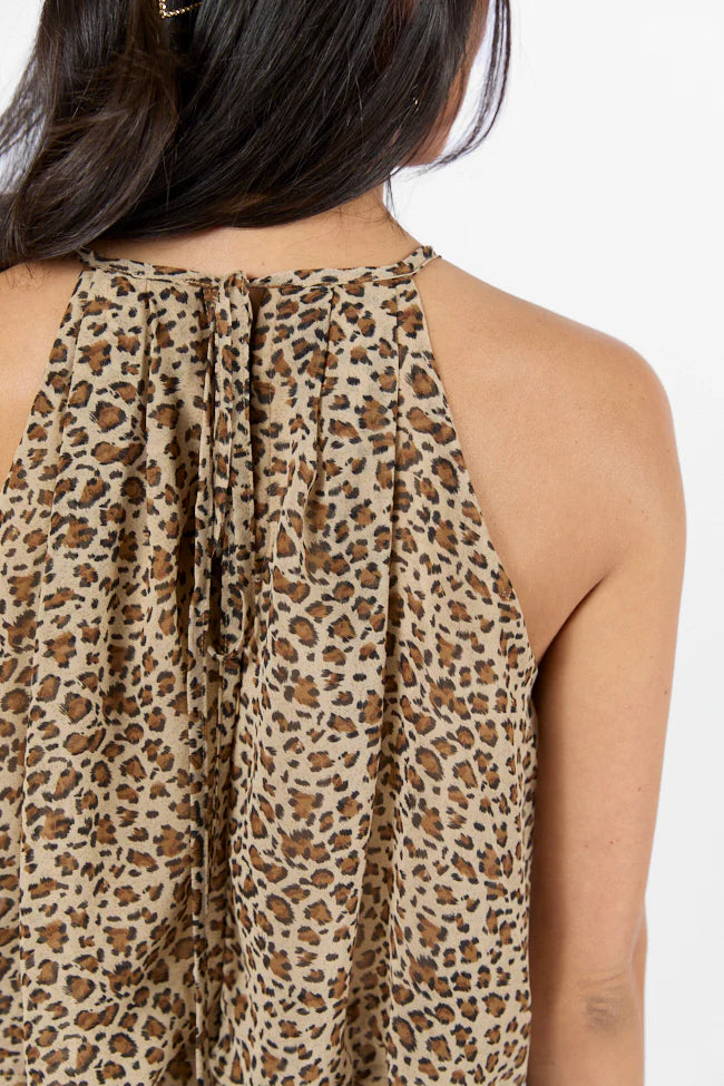 Spotlight Moment Leopard Print Halter Neck Romper