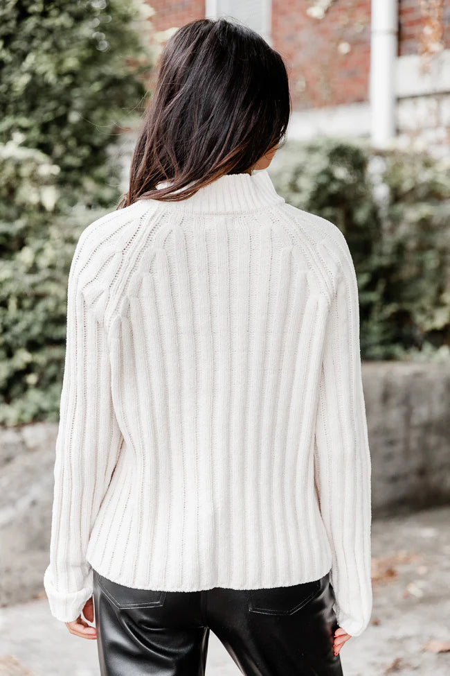 Letting You Go Ivory Chenille Turtleneck Sweater FINAL SALE