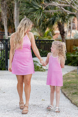 Kid's Reese Pink Terrycloth Halter Dress SALE