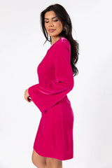 Bold As Love Pink Crushed Velvet Back Detail Mini Dress  FINAL SALE