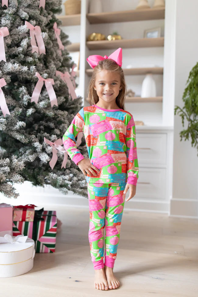 Kid's Under The Stars In Letters To Santa Bamboo Pajama Set FINAL SALE