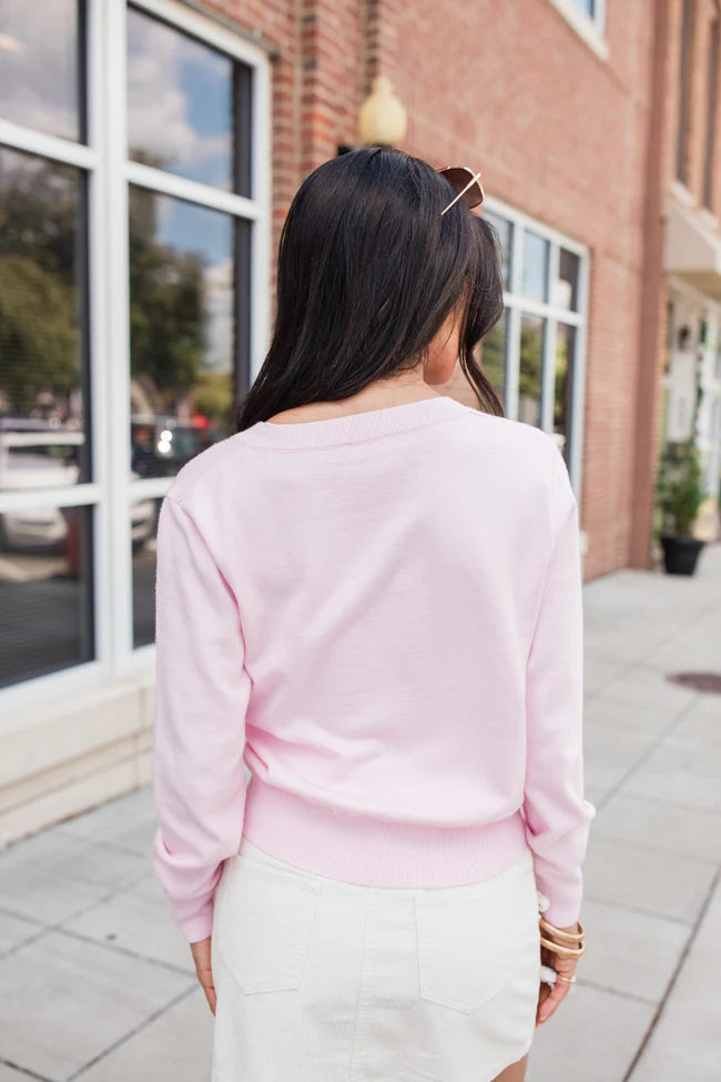 Let's Be Honest Cotton Candy V-Neck Sweater