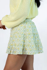 Through The Garden Ivory and Yellow Mini Skort