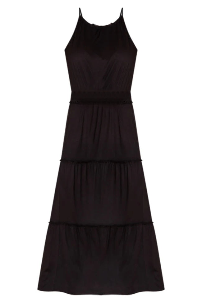 Stay A While Black Halter Neck Maxi Dress FINAL SALE