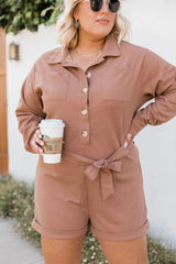 Doing My Own Thing Brown Collared Romper FINAL SALE