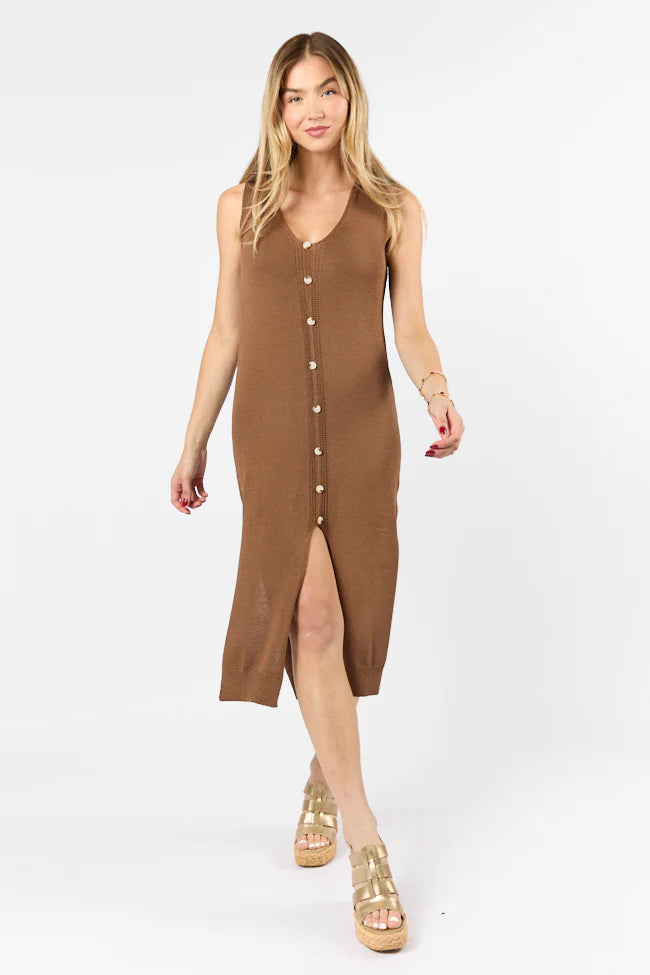 Endless Coastline Chocolate Knit Sweater Dress