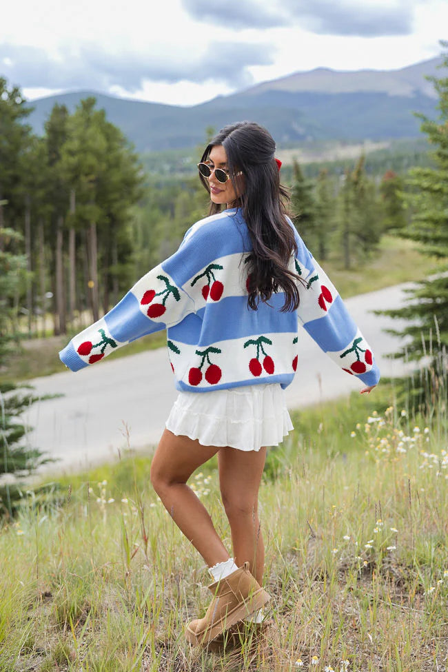 The Cherry On Top Blue Sweater