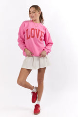 Love Block Pink Oversized Graphic Sweatshirt