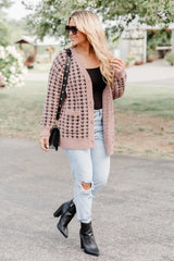 At Your Best Brown And Black Fuzzy Houndstooth Cardigan FINAL SALE