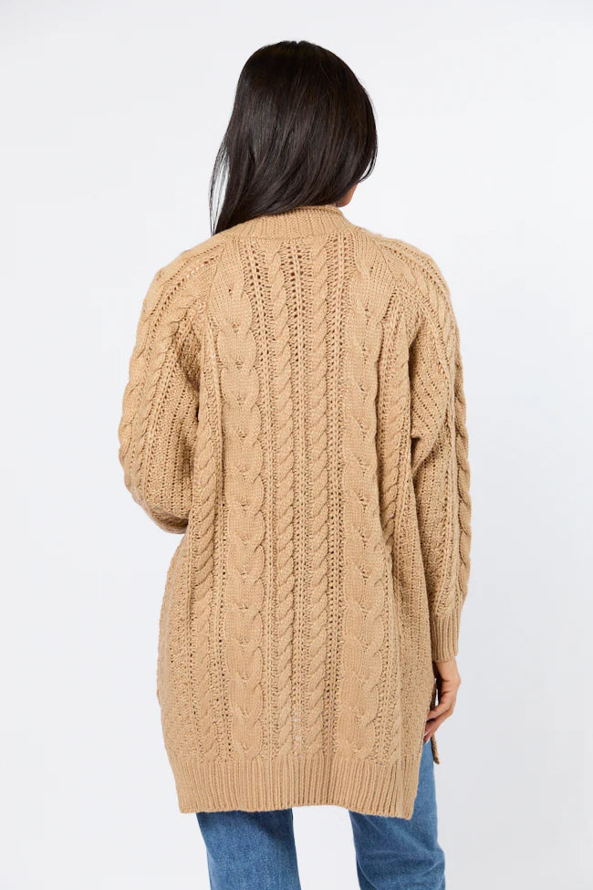 Sweet Nothings Tan Chunky Cable Knit Cardigan