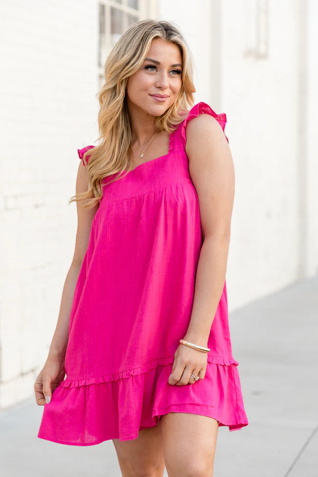 Found My Purpose Hot Pink Square Neck Dress SALE