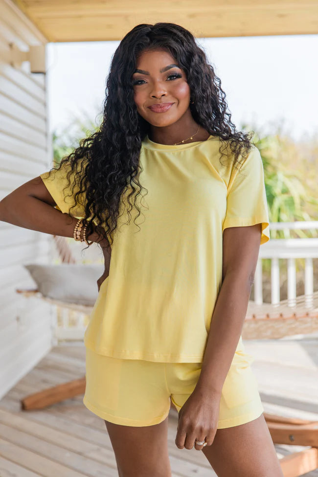 Over The Moon Yellow Lyocell Lounge Top SALE