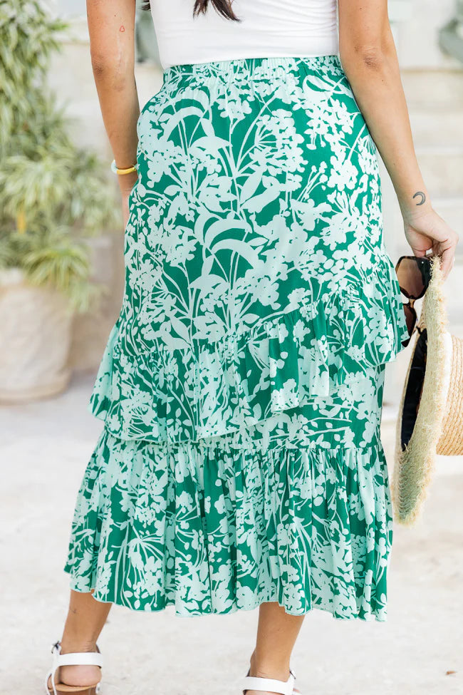 As It Was Green Floral Midi Skirt FINAL SALE