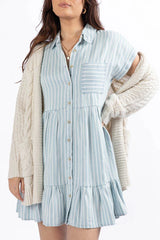 I Told You Striped Chambray Shirt Dress