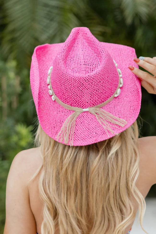 Beach Girl Fuchsia Shell Cowboy Hat SALE