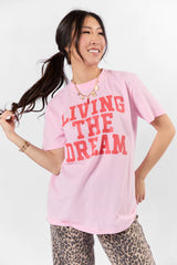 Living The Dream Light Pink Oversized Graphic Tee