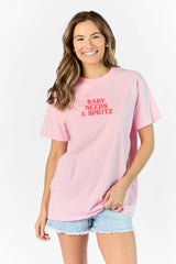 Baby Needs A Spritz Light Pink Oversized Graphic Tee