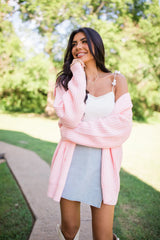 All In Theory Pink Oversized Cardigan