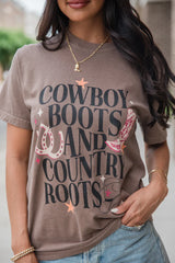 Cowboy Boots and Country Roots Espresso Comfort Colors Graphic Tee