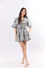 Build My Empire Navy Tie Front Floral Mini Dress