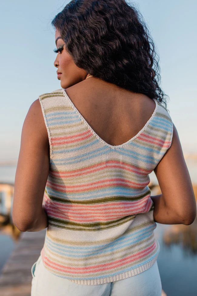 On The Cape Multi Stripe Sweater Tank SALE