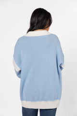 Think About It Sky Blue Collared Oversized Sweater