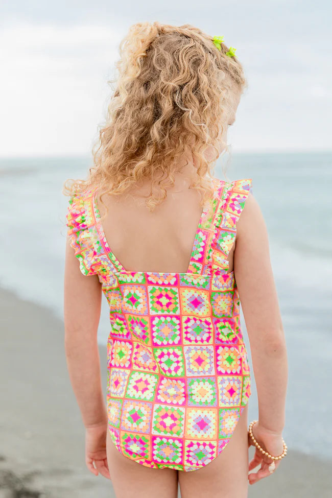 Kid's Beach Vibes Only In Cabo Crochet One Piece Swimsuit FINAL SALE