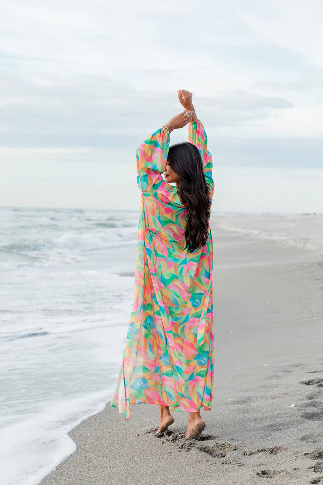 Eyes On Paradise in Kaleidoscope Dreams Belted Kimono Cover Up SALE